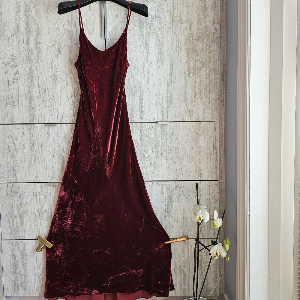 Zara Long Velvet Red Dress Size S